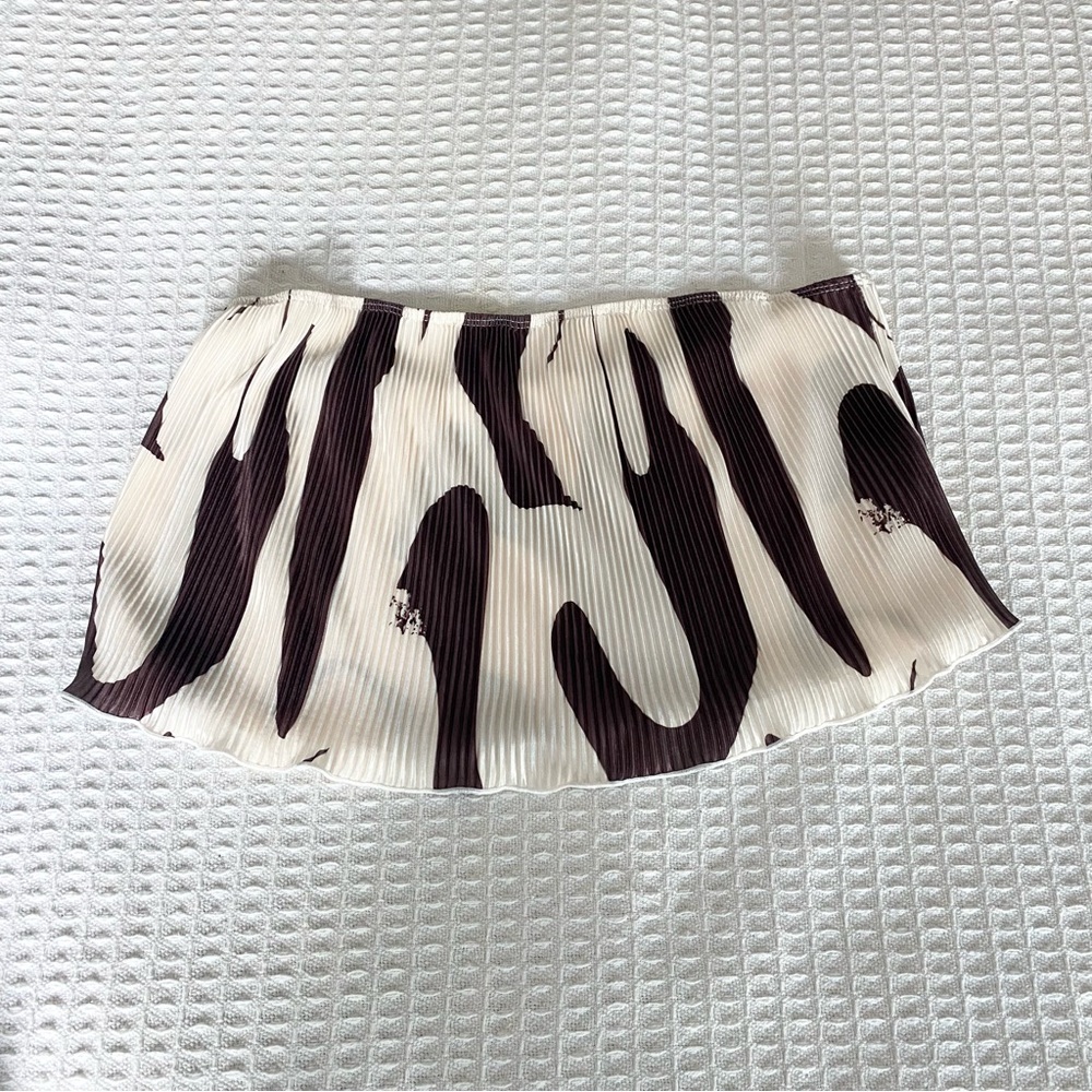 SHEIN brown and white printed strapless crop size large